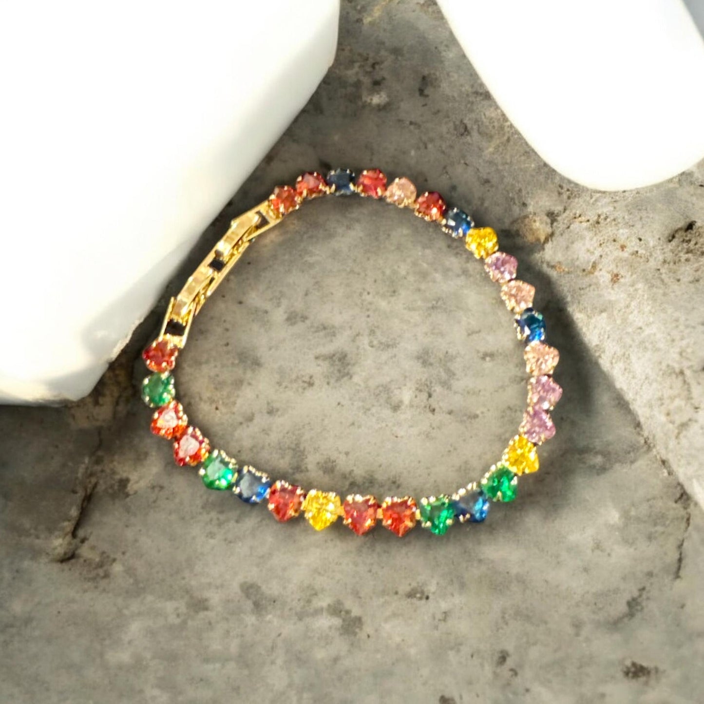 Pulseras de eslabones de cristal multicolor
