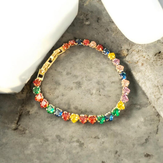Pulseras de eslabones de cristal multicolor