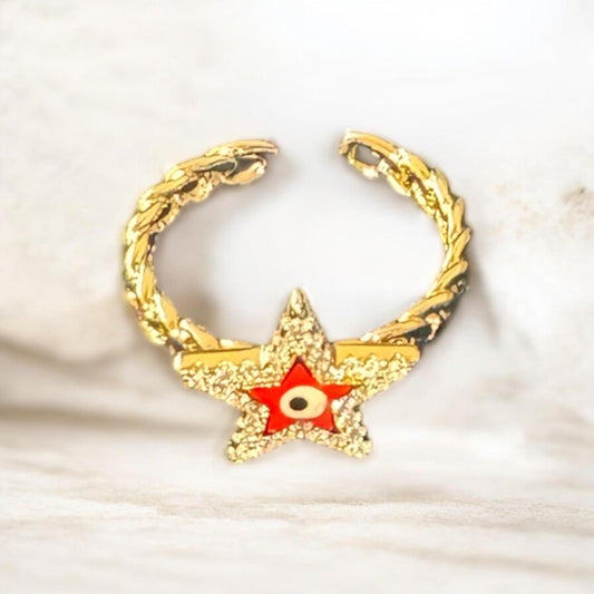 Anillo ajustable con diseńo de estrella