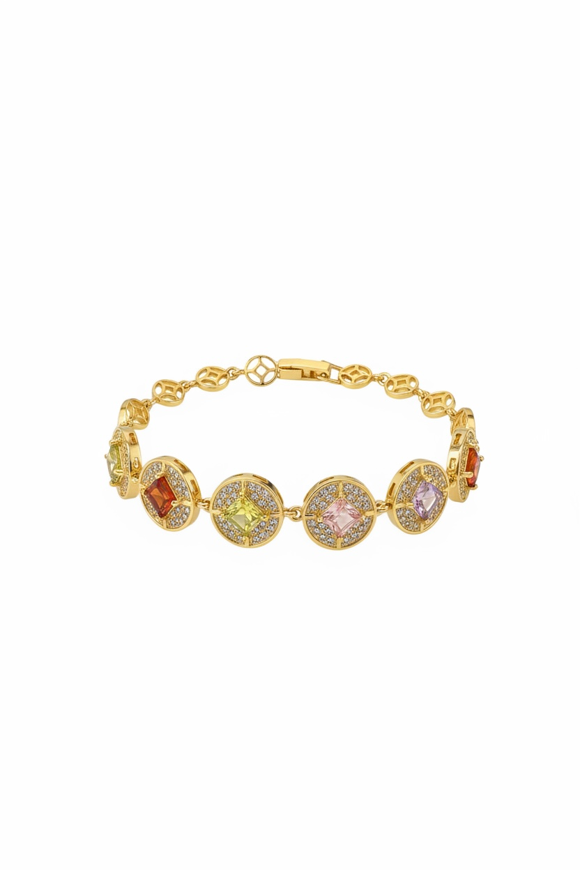 Pulsera con gemas multicolor
