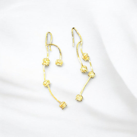 Pendientes largos de ramas y flores